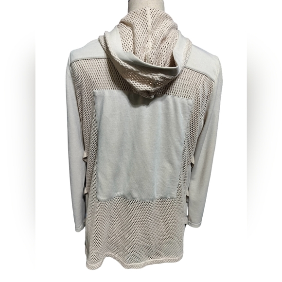 (1560) Coco Y Club Beige Mesh Pockets  Open Front Hooded  Jacket Size Medium - Picture 8 of 10